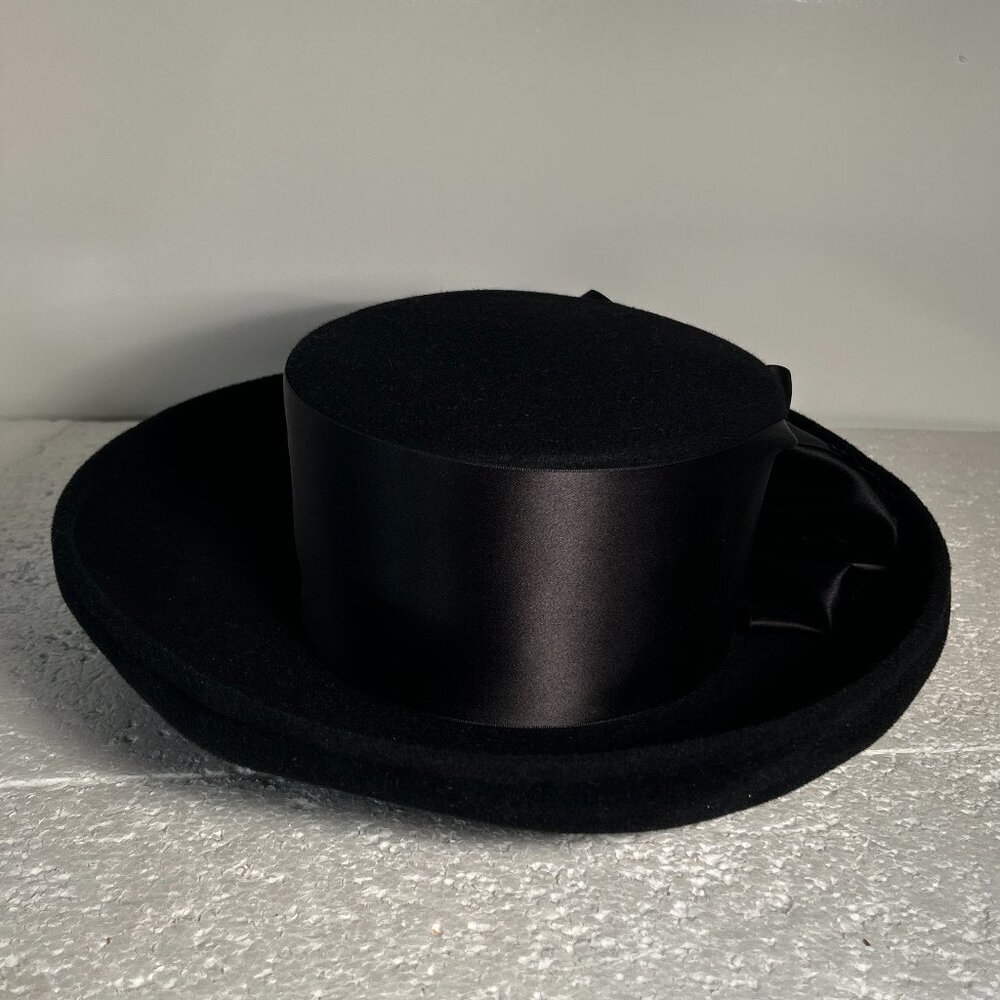 Eric Javits Vintage Wool Hat Satin Bow Old Money Quiet Luxury Cottage Prairie - Picture 5 of 7